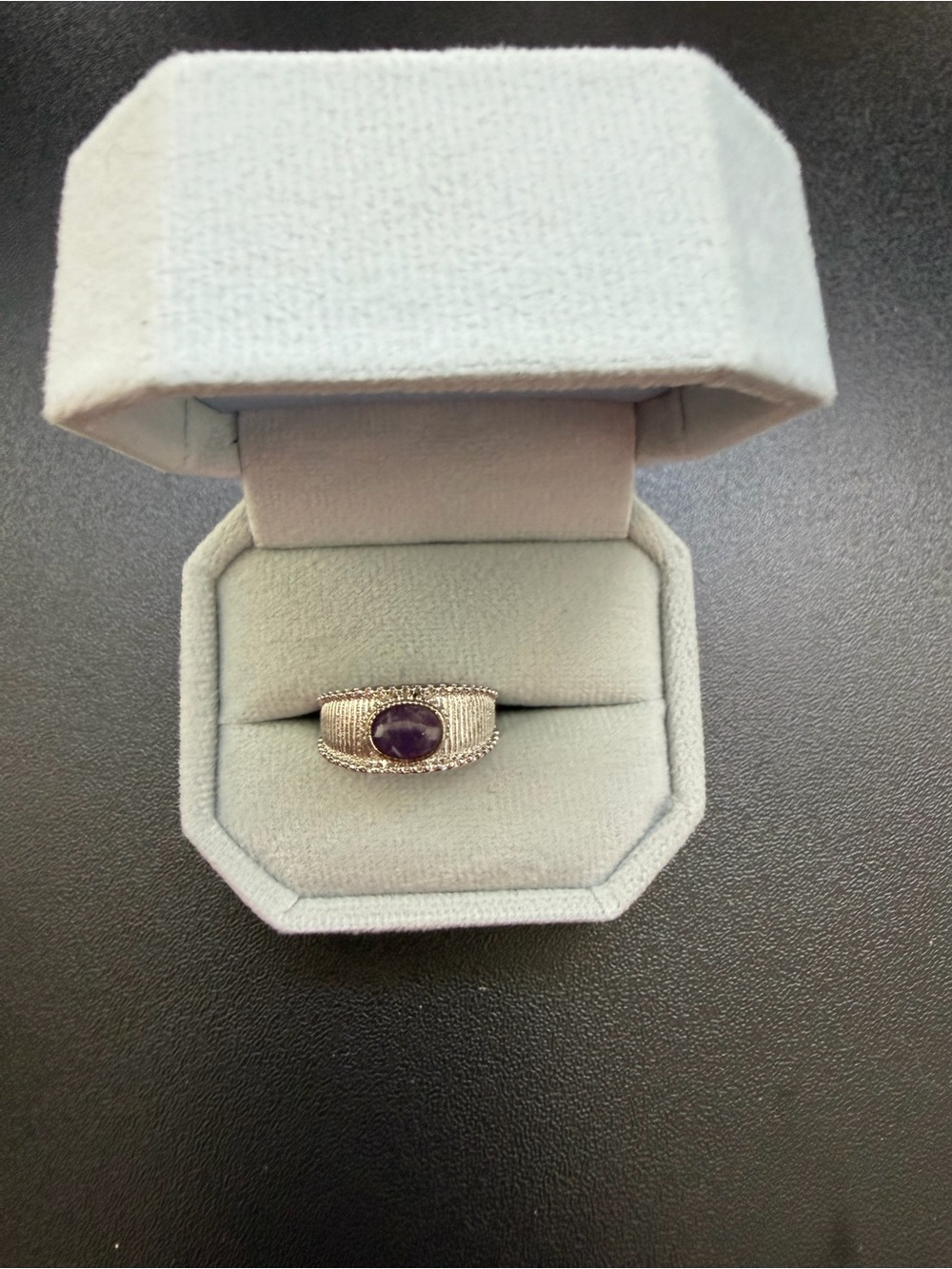New Genuine Gemstone Natural Crystal Amethyst Ring 925 Sterling Silver Jewelry